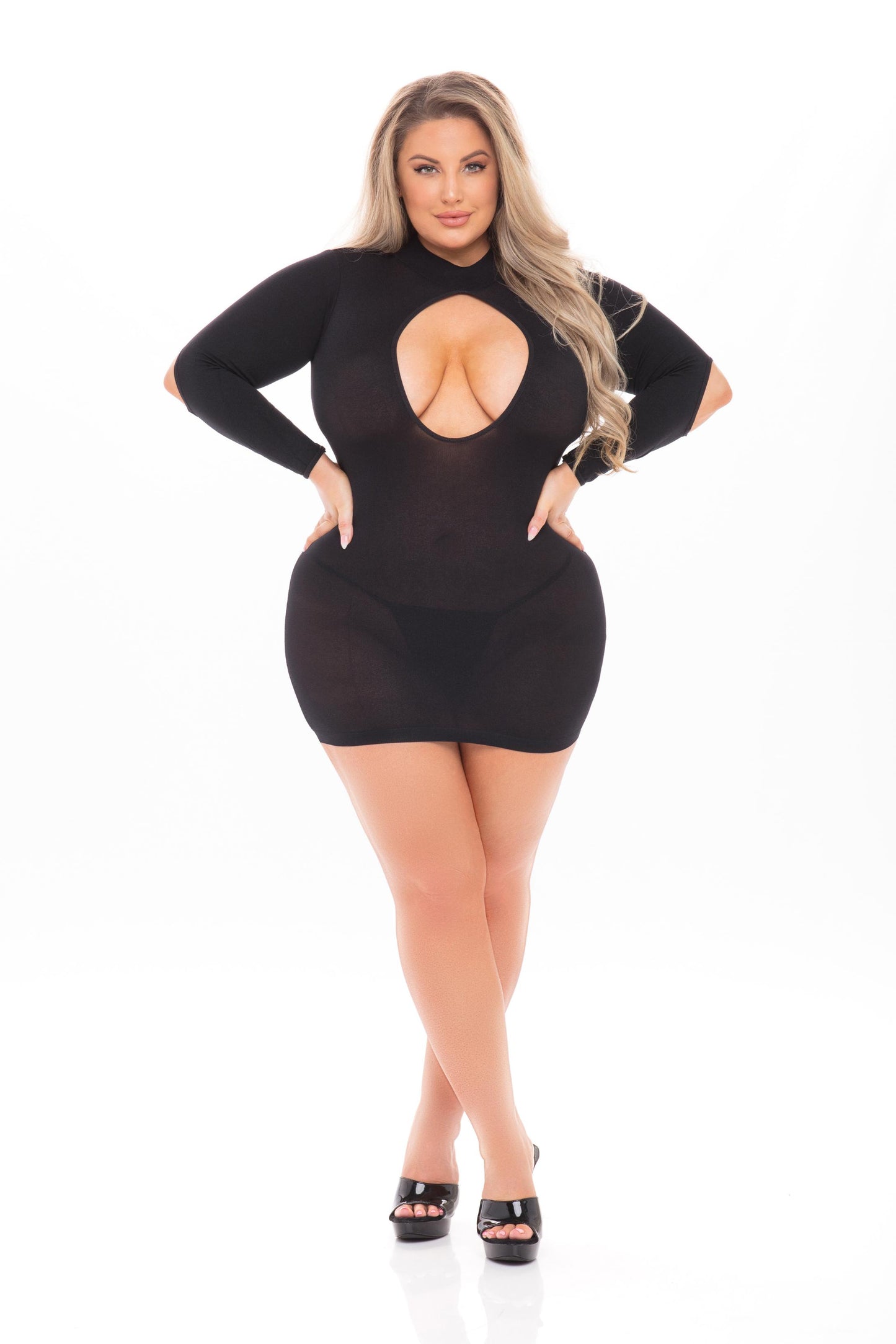 Pink Lipstick - Devilish Backless Dress - 1x-3x - Black