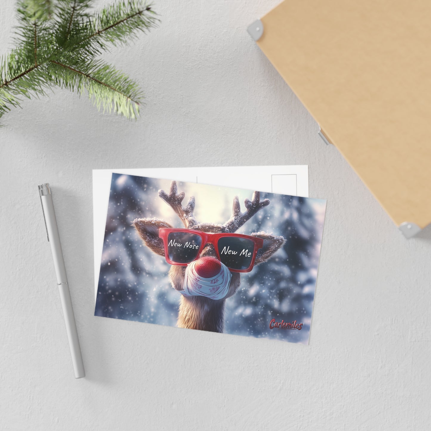 New Me Raindeer Fine Art Postcards - Holiday Greetings