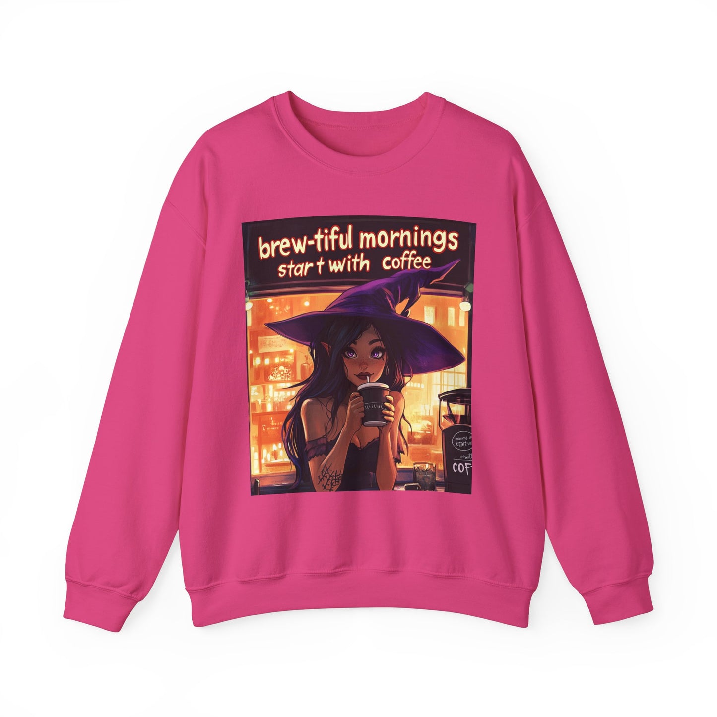 Brew-tiful Mornings Start With Coffee Unisex Heavy Blend™ Crewneck Sweatshirt