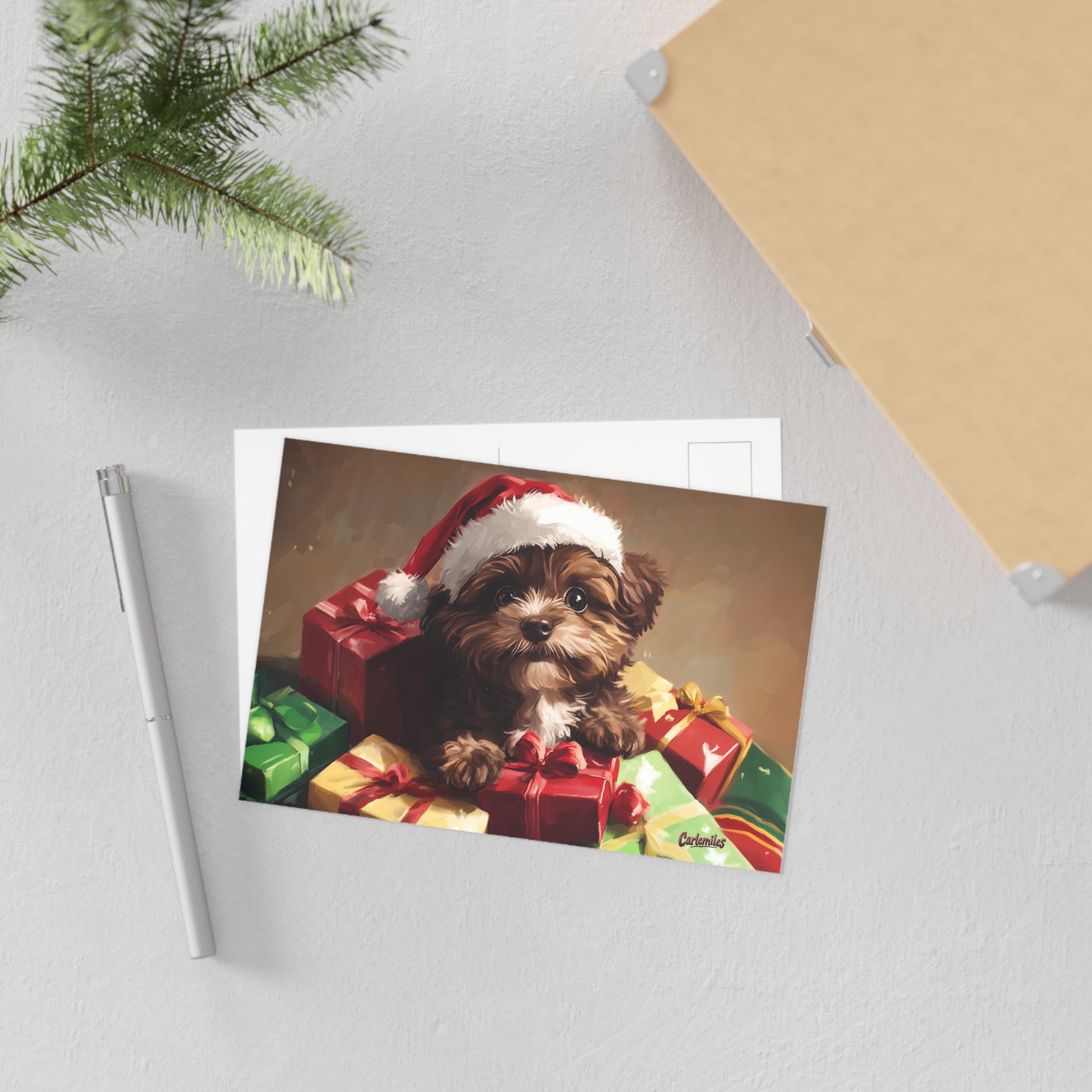 Santa Paws Fine Art Postcards