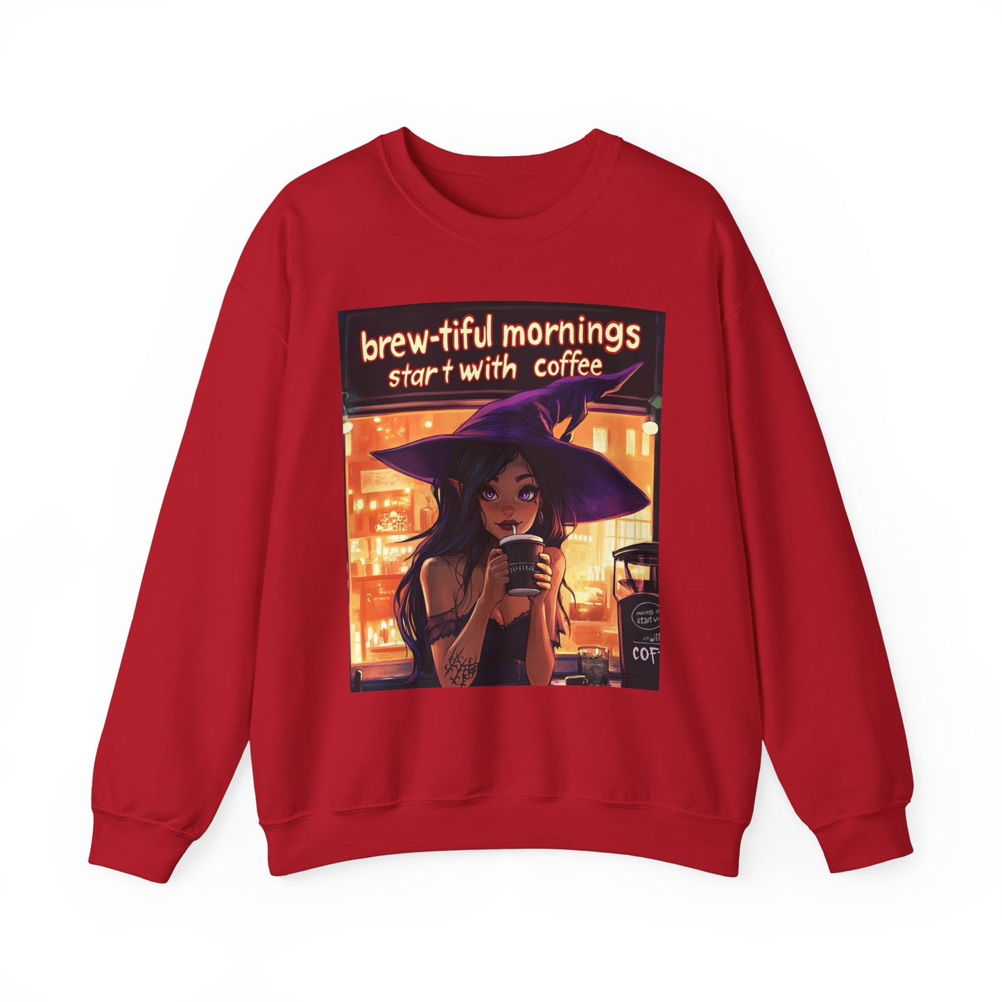 Brew-tiful Mornings Start With Coffee Unisex Heavy Blend™ Crewneck Sweatshirt