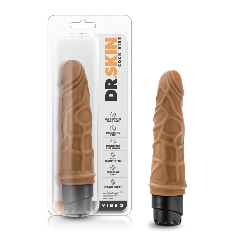 Dr. Skin - Cock Vibe 3 - 7.25 Inch Vibrating Cock - Mocha