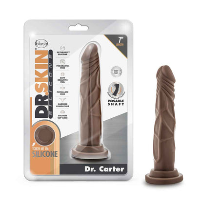 Dr. Skin Silicone - Dr. Carter - 7 Inch Dong With  Suction Cup - Chocolate