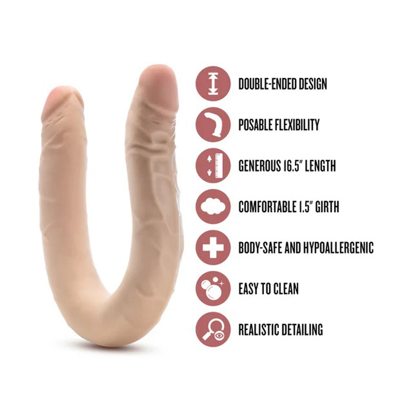 Dr. Skin Plus - 16.5” Posable Double Dong - Beige