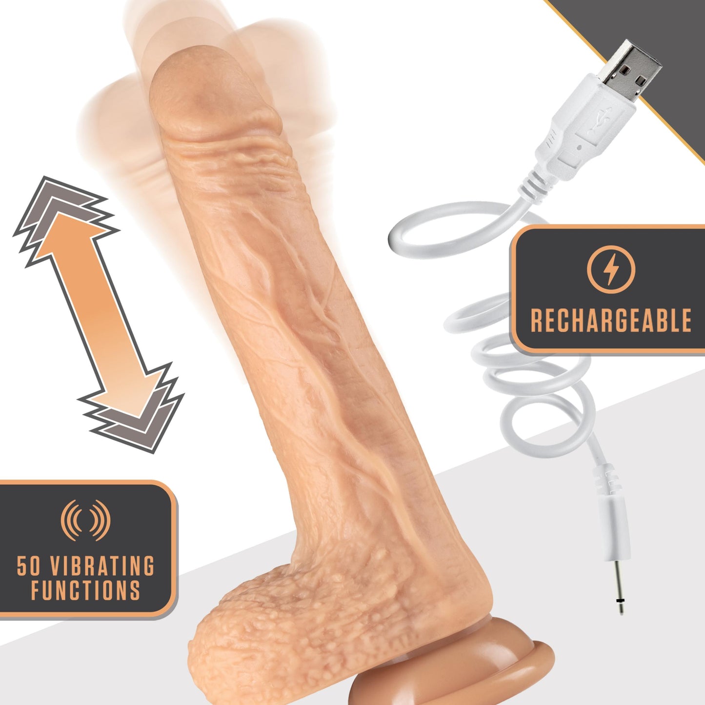 Dr. Skin Silicone - Dr. Grey - 7 Inch Thrusting  Dildo - Vanilla