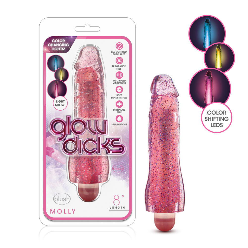 Glow Dicks - Molly Glitter Vibrator - Pink