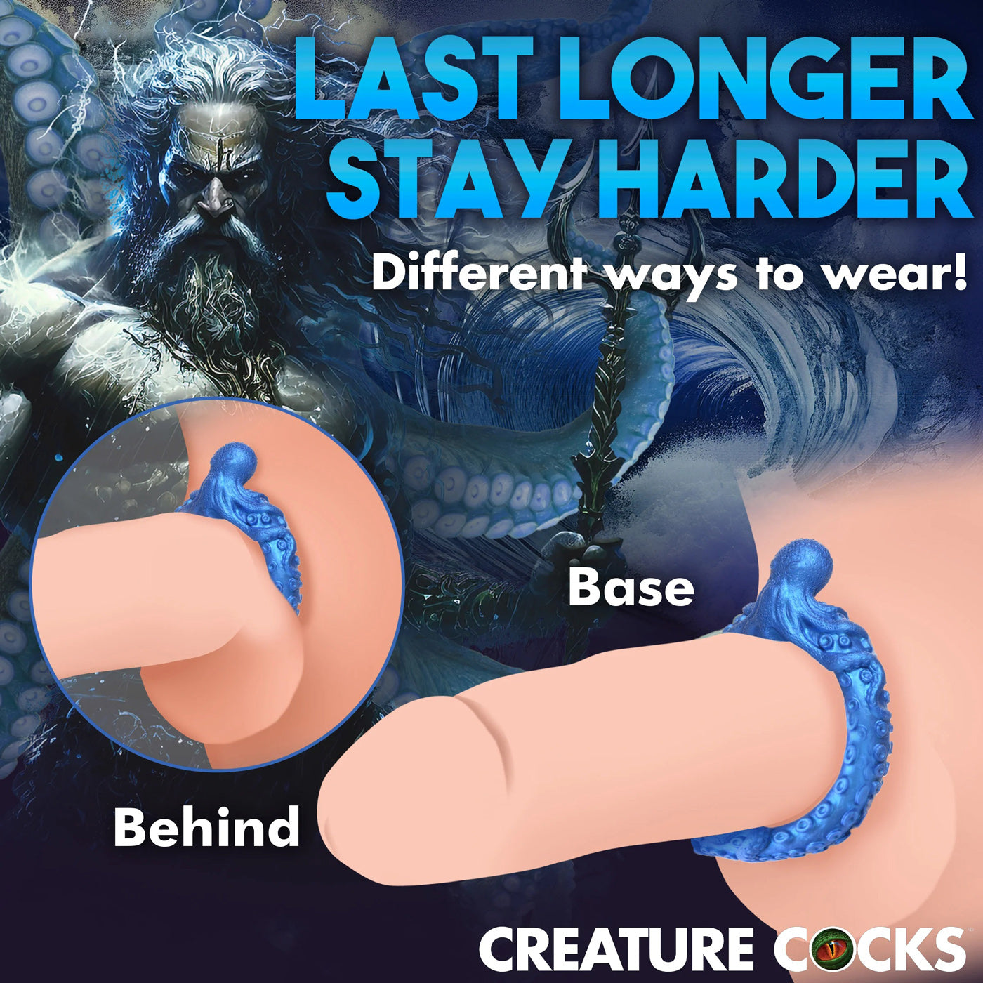 Poseidon's Octo-Ring Silicone Cock Ring - Blue