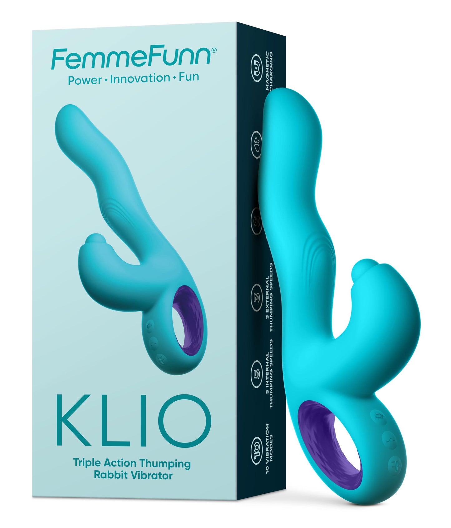 Klio Triple Action Thumping Rabbit Vibrator -  Turquoise