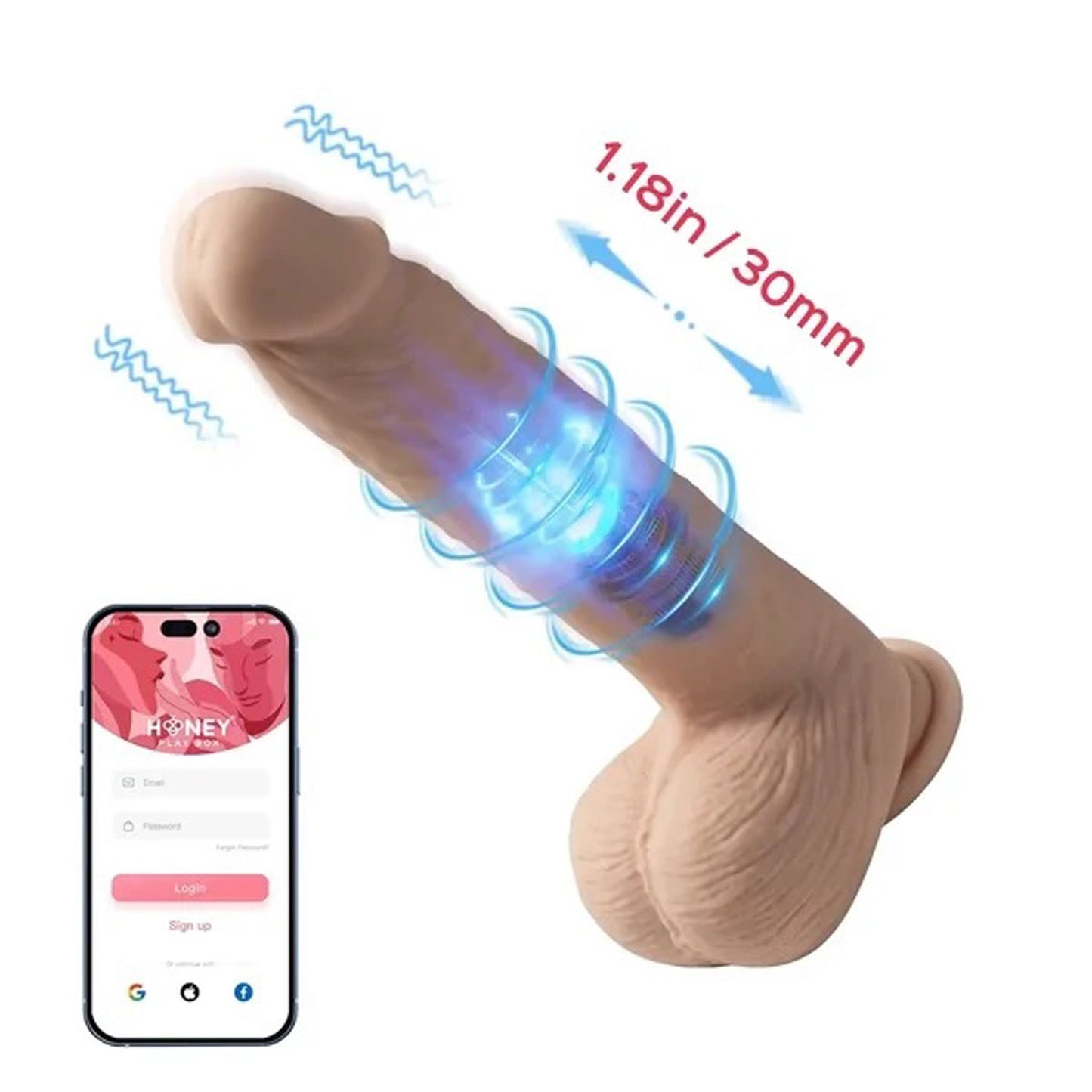 Kenzo-App Controlled 9.5" Big Realistic -  Thrusting Dildo