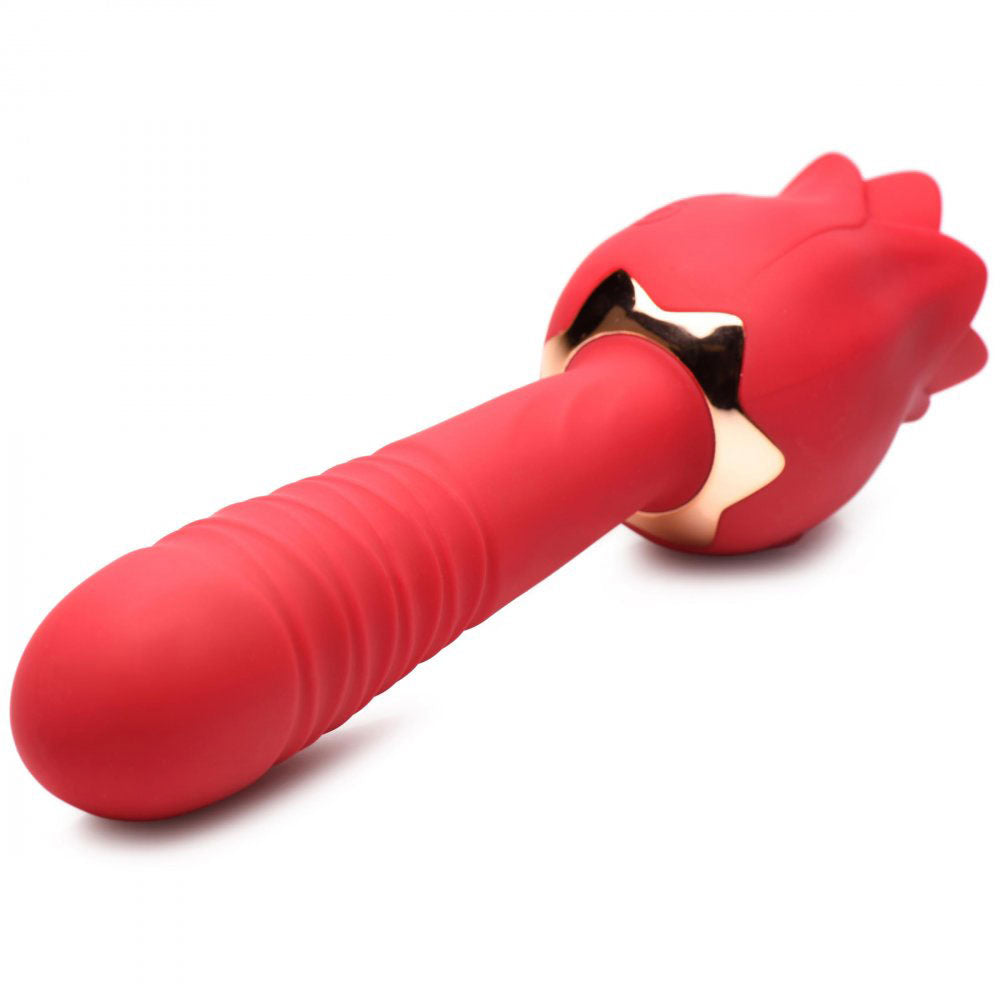 Bloomgasm Racy Rose Thrust and Lick Vibrator - Red