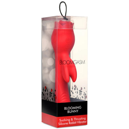 Blooming Bunny Sucking and Thrusting Silicone  Rabbit Vibrator - Red