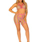 3 Pc Rainbow Net Bikini Top With G-String Panty  and Biker Chaps - One Size - Multicolor