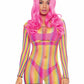 Rainbow Fishnet Long Sleeved Mini Dress - One Size - Rainbow