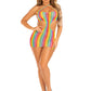 Rainbow Stripe Cross Over Mini Dress - One Size - Multicolor