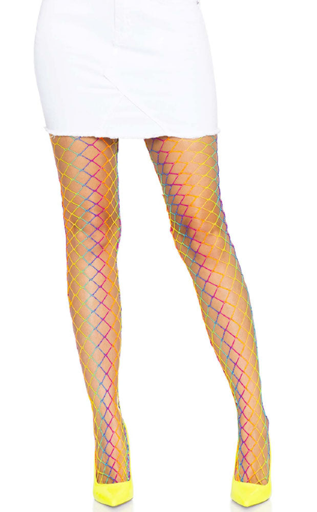 Ombre Rainbow Woven Net Tights - One Size -  Rainbow