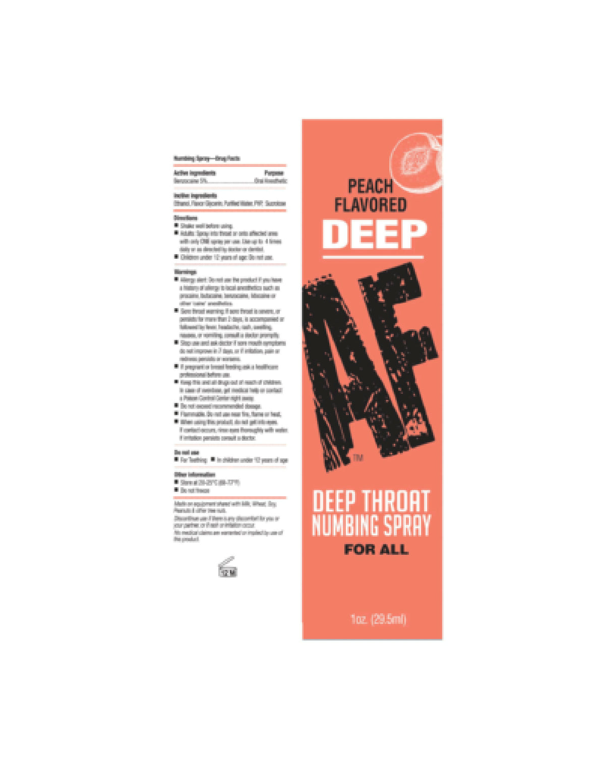 Deep Af Numbing Throat Spray 1 Oz - Peach