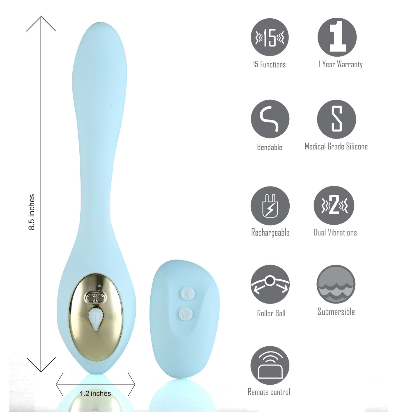 Harmonie Rechargeable Remote Silicone Bendable  Vibrator - Teal