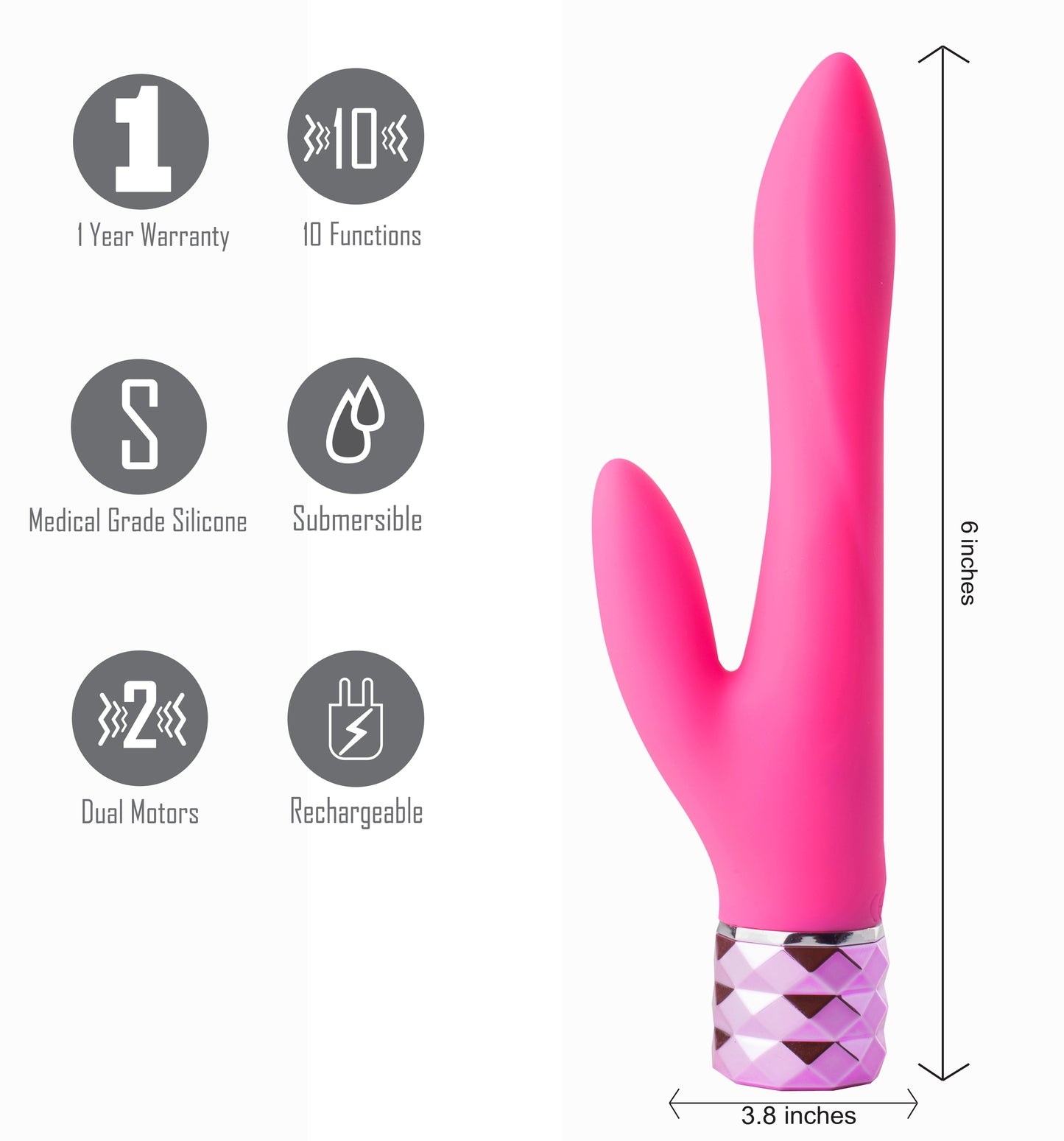 Victoria Crystal Gem Dual Vibrator - Pink