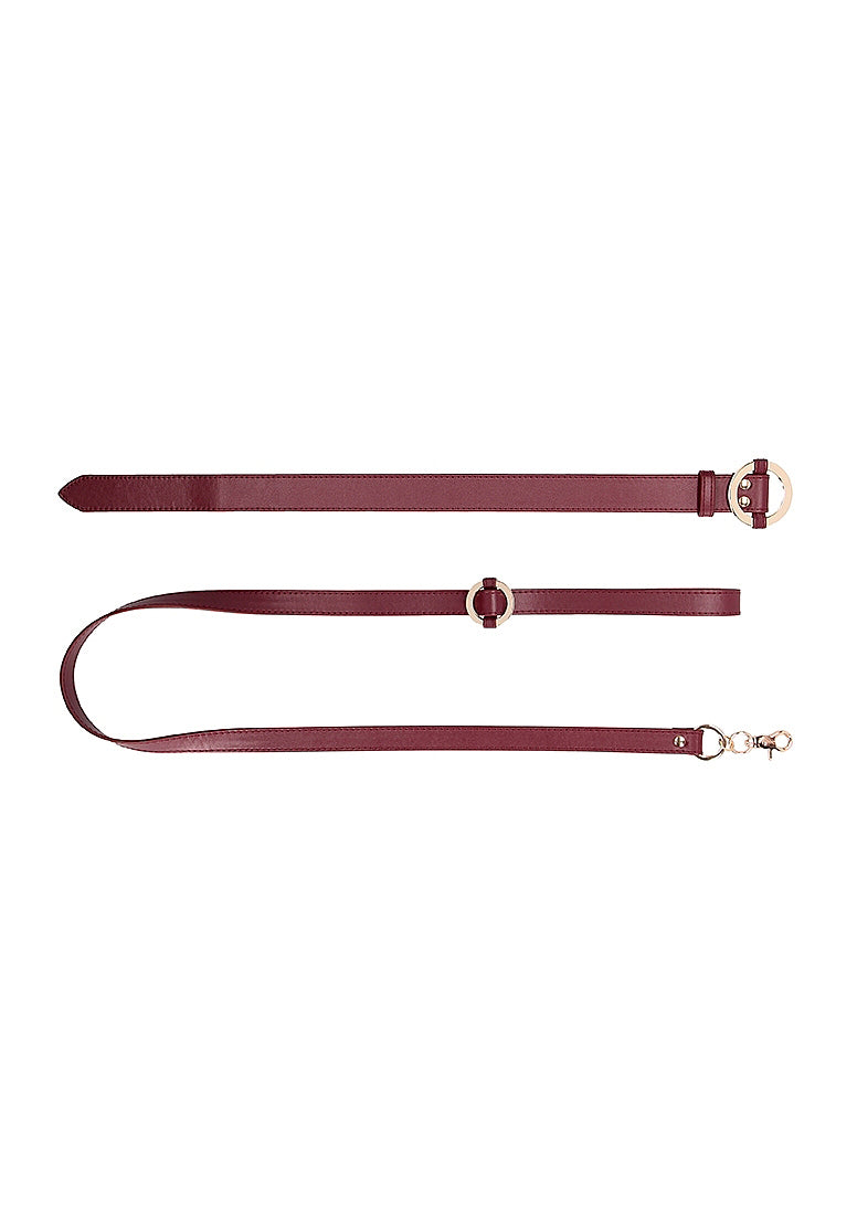 Ouch Halo - Collar With Leash - Burgundy