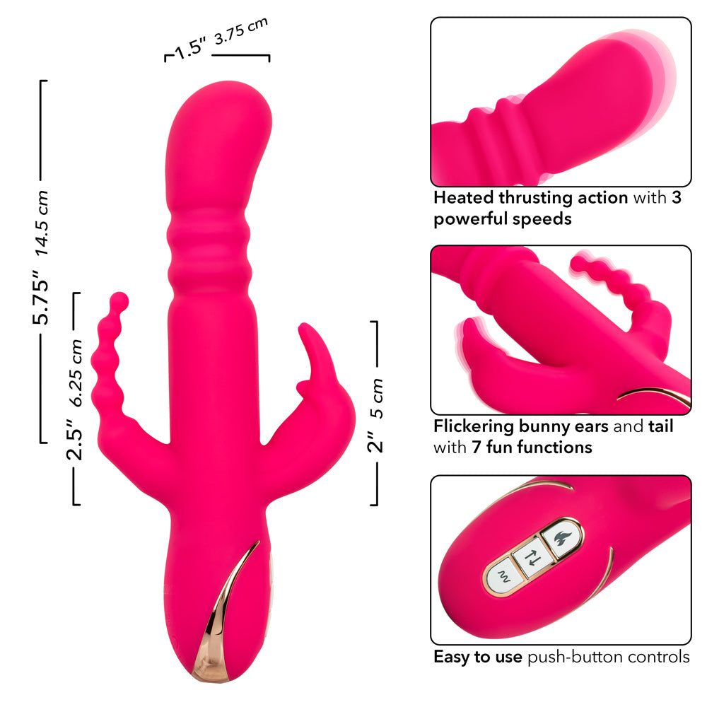 Jack Rabbit Signature Heated Silicone Triple  Fantasy Rabbit - Pink