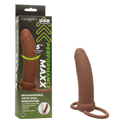 Performance Maxx Rechargeable Thick Dual  Penetrator - Brown