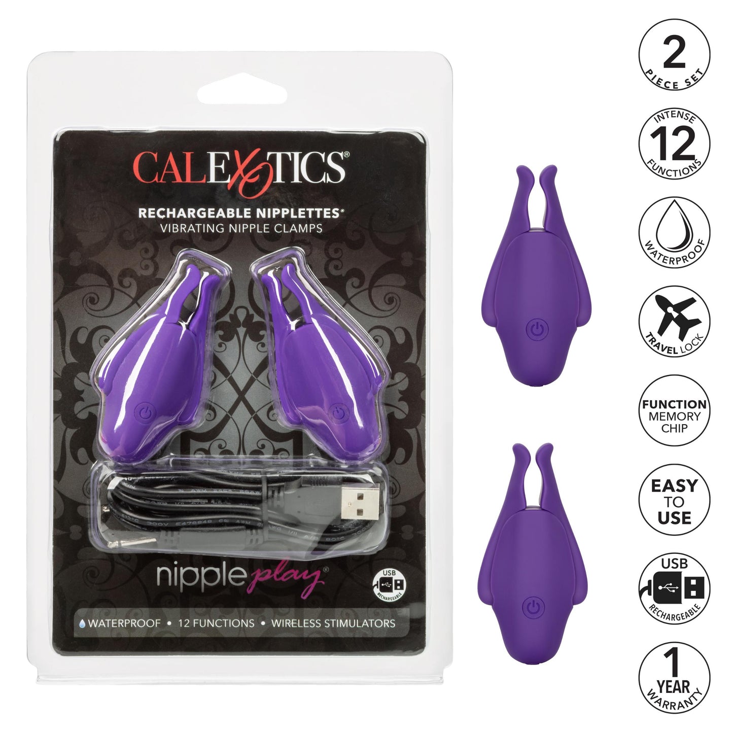 Nipple Play Rechargeable Nipplettes - Purple