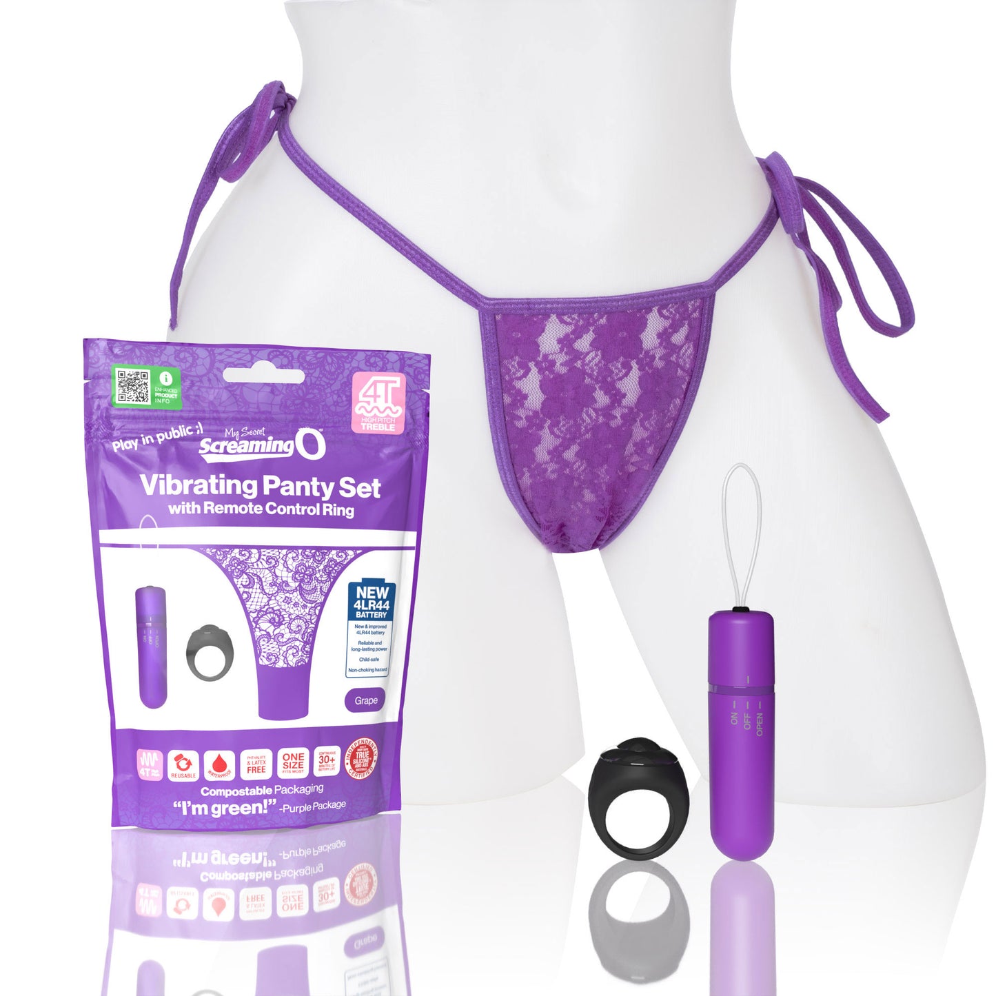 Screaming O 4t - Vibrating Panty Set With Remote  Control Ring - Grape