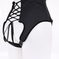 High Waisted Corset Strap on - Black