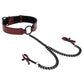 Saffron Collar With Nipple Clamps - Black/red