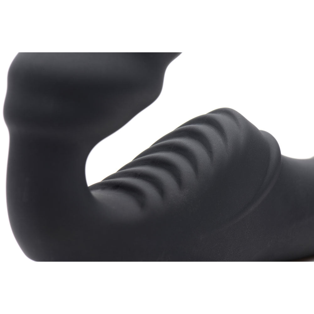 Slim Rider Ribbed Vibrating Silicone Strapless  Strap-On