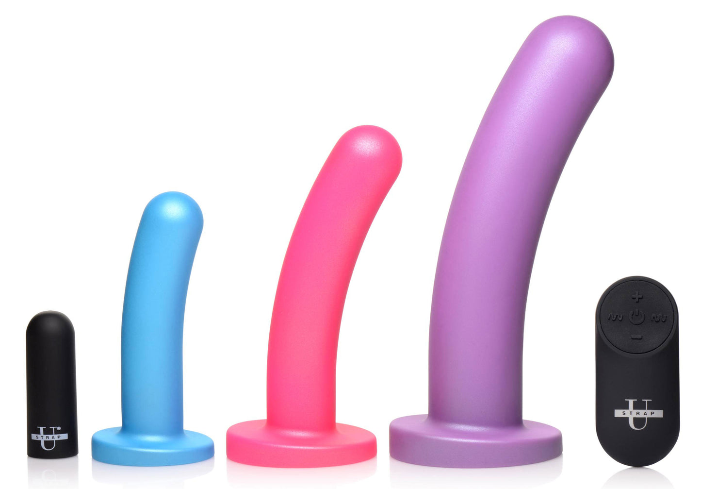 Triple Peg 28x Vibrating Silicone Dildo Set With Remote