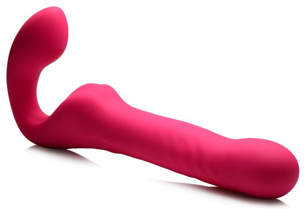 Mighty-Thrust Thrusting and Vibrating Strapless  Strap-on With Remote  - Pink