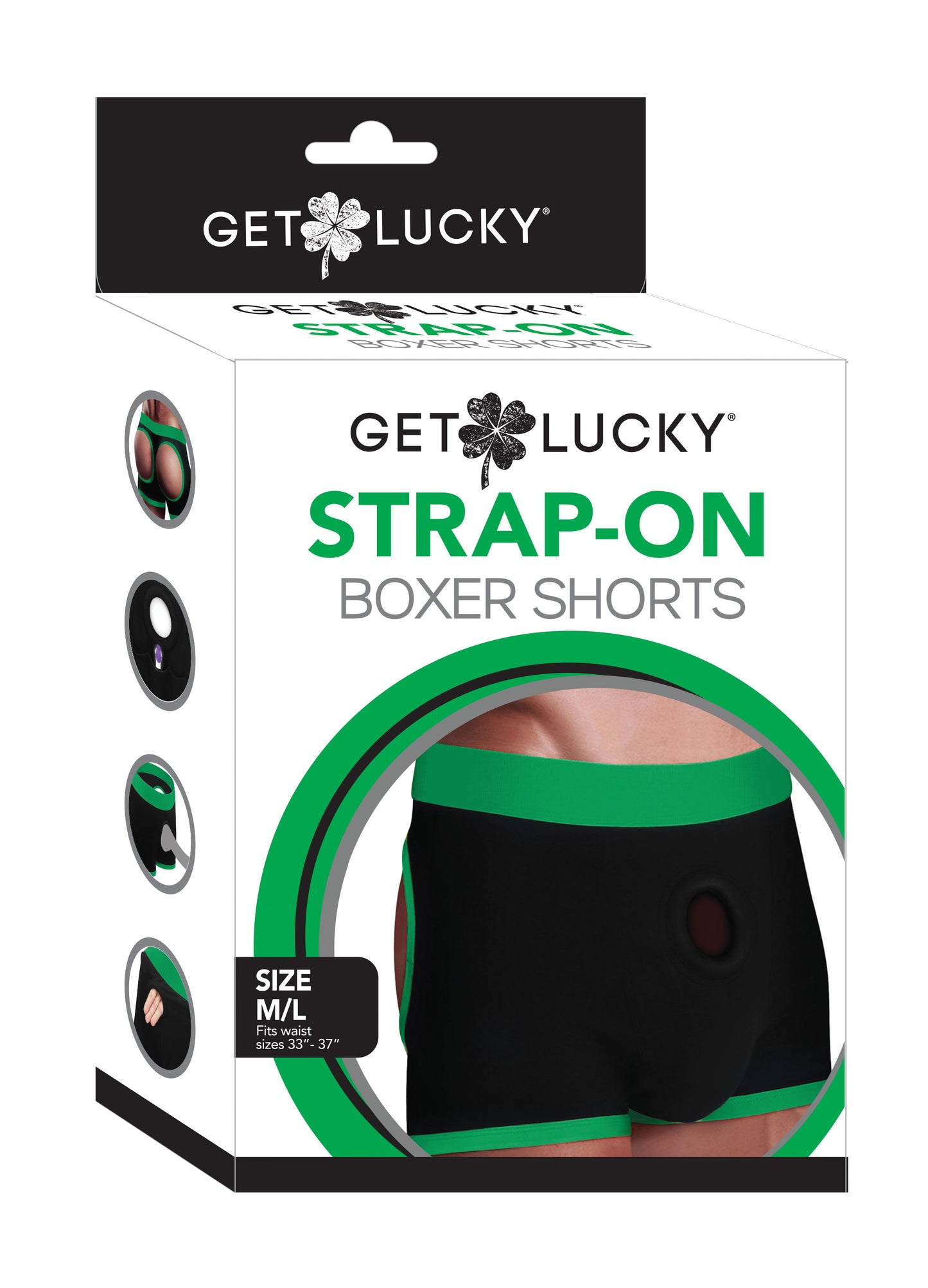 Get Lucky Strap on Boxer Shorts - Medium/large -  Black/green