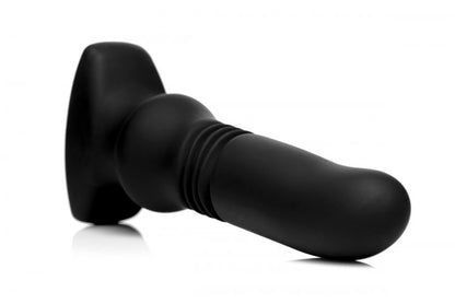 Thunder Plugs Silicone Vibrating and Thrusting Plug - Black