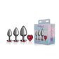 Cheeky Charms - Metal Butt Plug  Gunmetal - Heart Dark Red - Anal Trainer Kit