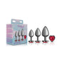 Cheeky Charms - Metal Butt Plug  Gunmetal - Heart Dark Red - Anal Trainer Kit