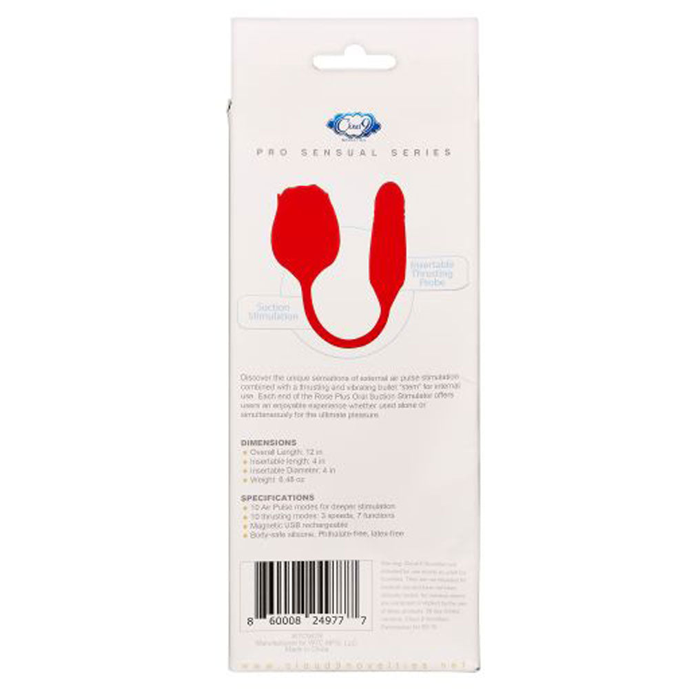 Cloud 9 Rose Plus With Thrusting Pleasure Stem  Dual Stimulation - Red