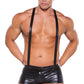 Wet Look Suspender Shorts - One Size - Black