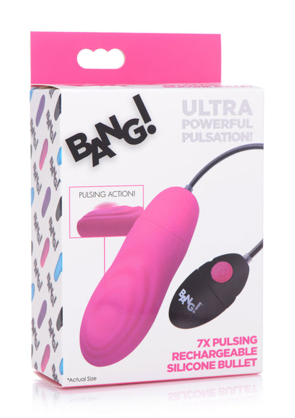 7x Pulsing Rechargeable Silicone Vibrator - Pink