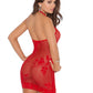 Lace Halter Dress - One Size - Red