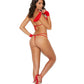 Lace Crotchless Teddy With Rhinestone Stap Eye Mask and Fingerless Glove - One Size - Red