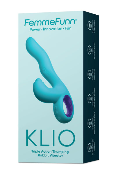 Klio Triple Action Thumping Rabbit Vibrator -  Turquoise