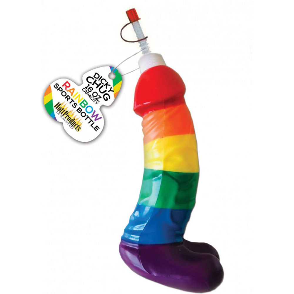 Rainbow Dicky Chug Sports Bottle 16 Oz  Capacity