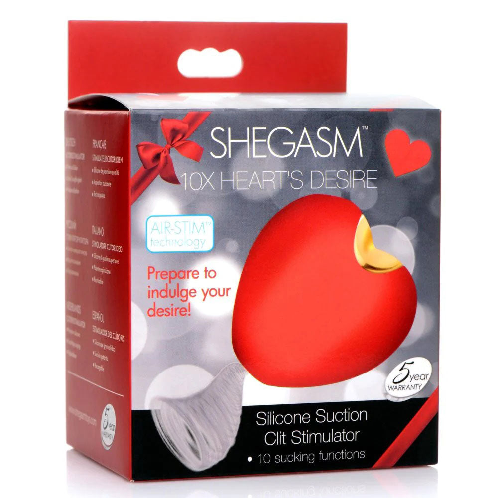 Shegasm 10x Heart Desire Silicone Suction Clit  Stimulator - Red