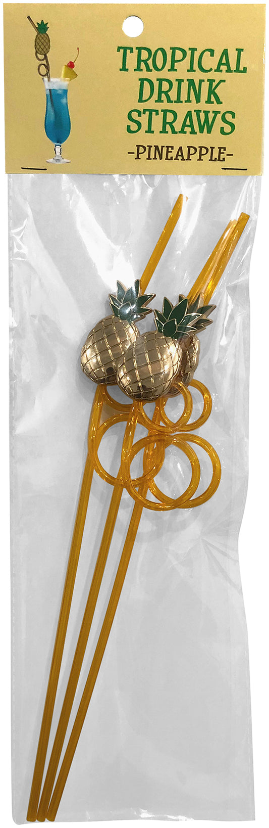 Tropical Drinking Straws - Pineapple - 3 Pack