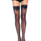 Sheer Lace Top Thigh Highs With Satin Bow Accent - One Size - Black