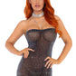 Shimmery Rhinestone Tube Dress - One Size - Black-silver