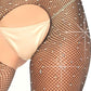 Crystalized Fishnet Tank Bodystocking - Black -  1x- 2x