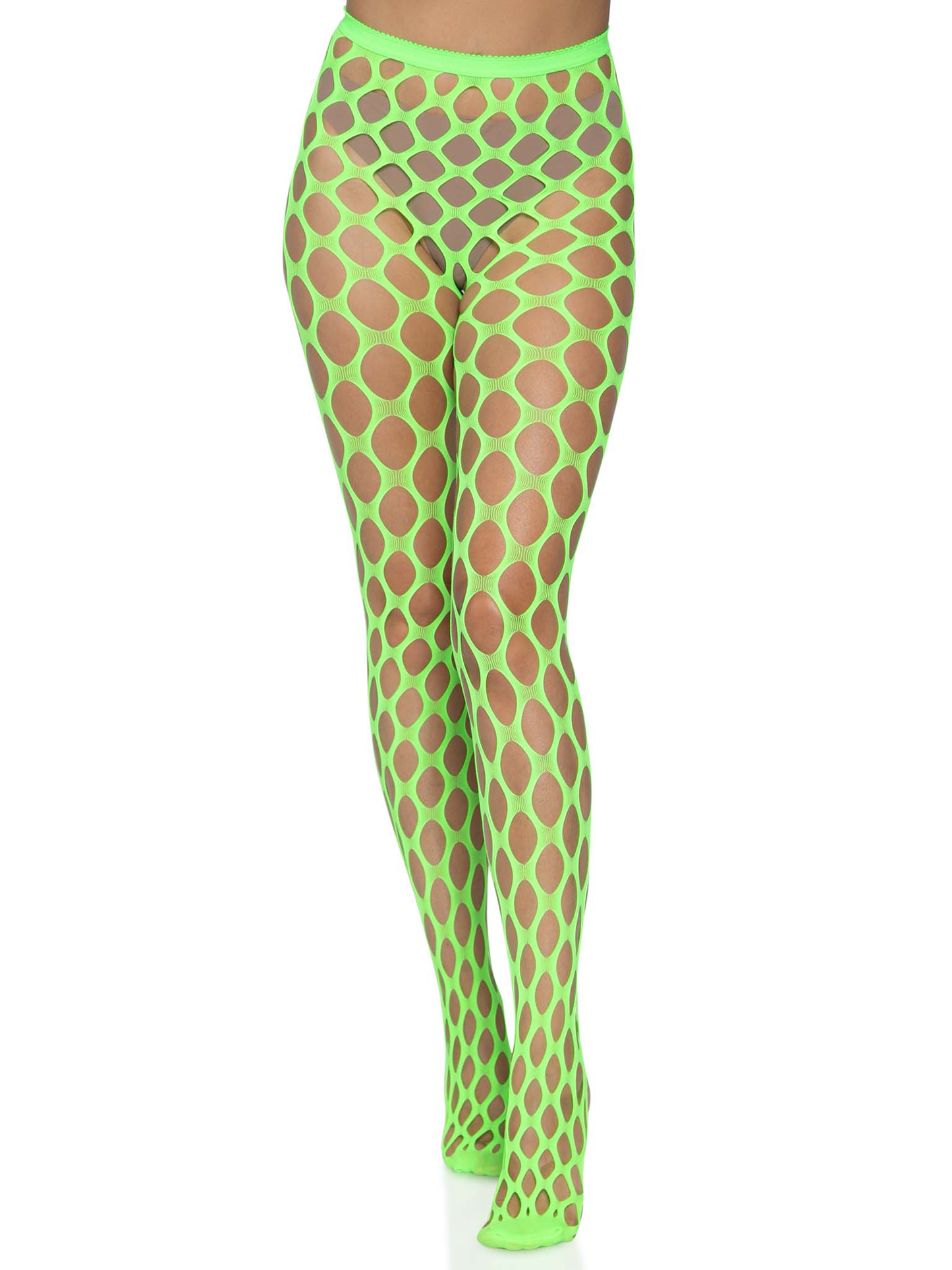 Jumbo Pothole Net Tights - Neon Green - One Size