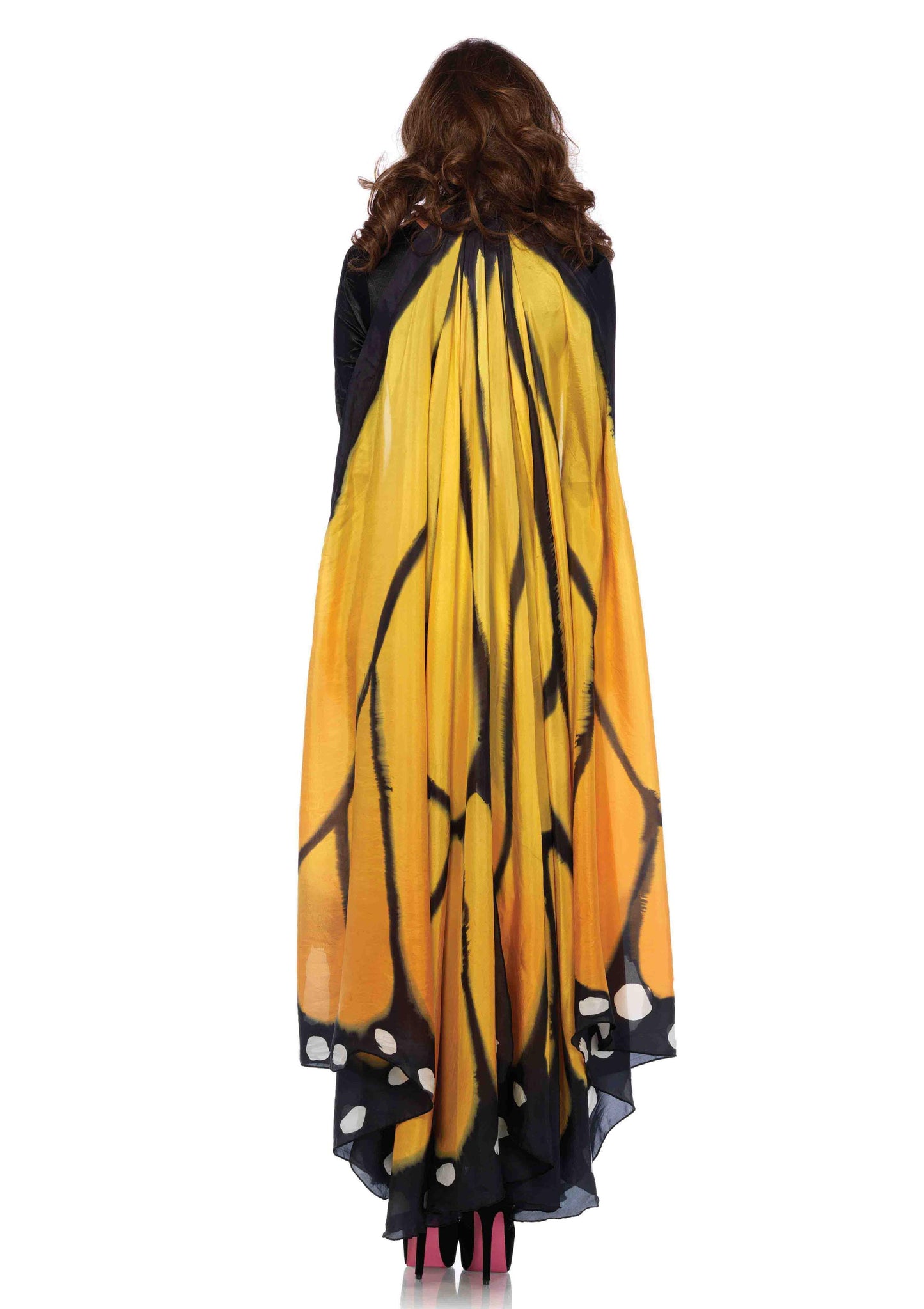 Festival Butterfly Wing Halter Cape - Orange-  - One Size - Black